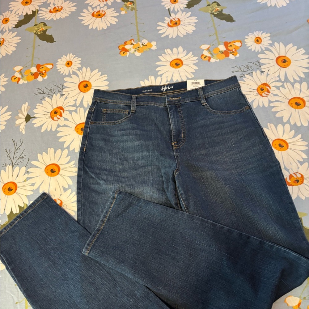 Style & Co Blue Straight Leg Jeans Classic Denim